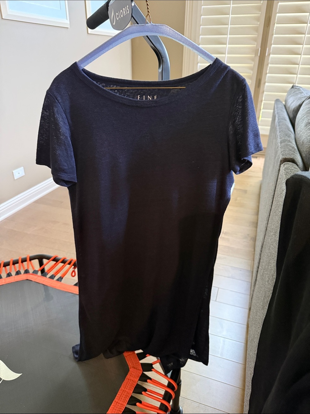 Women's S navy linen Short-Sleeve dress split hem